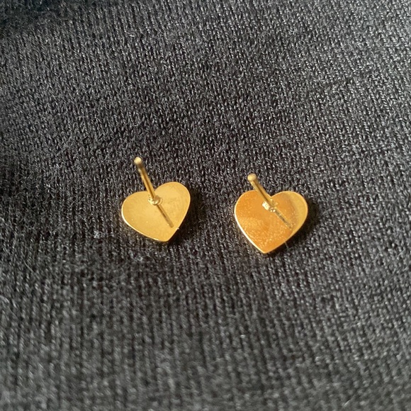 Gold Heart Yin & Yang Stud Earrings - Picture 3 of 3